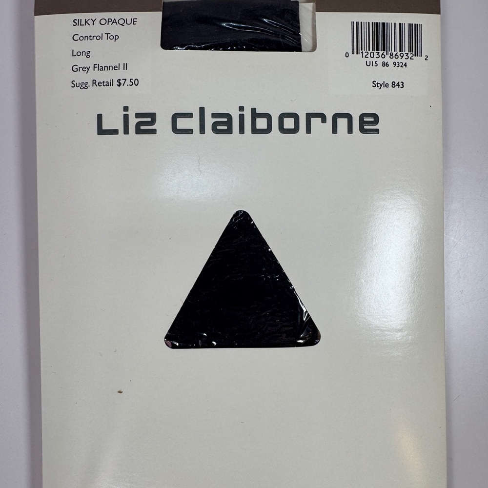 Liz Claiborne VTG. Opaque Control Top Pantyhose Tights Extra Tall Grey Flannel